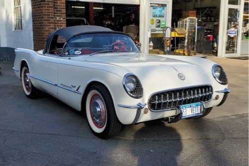 Classic Car Repair and Service | Bock Auto in Amagansett, NY. A 53 Corvette sits outside of the bays at Bock Automotive.